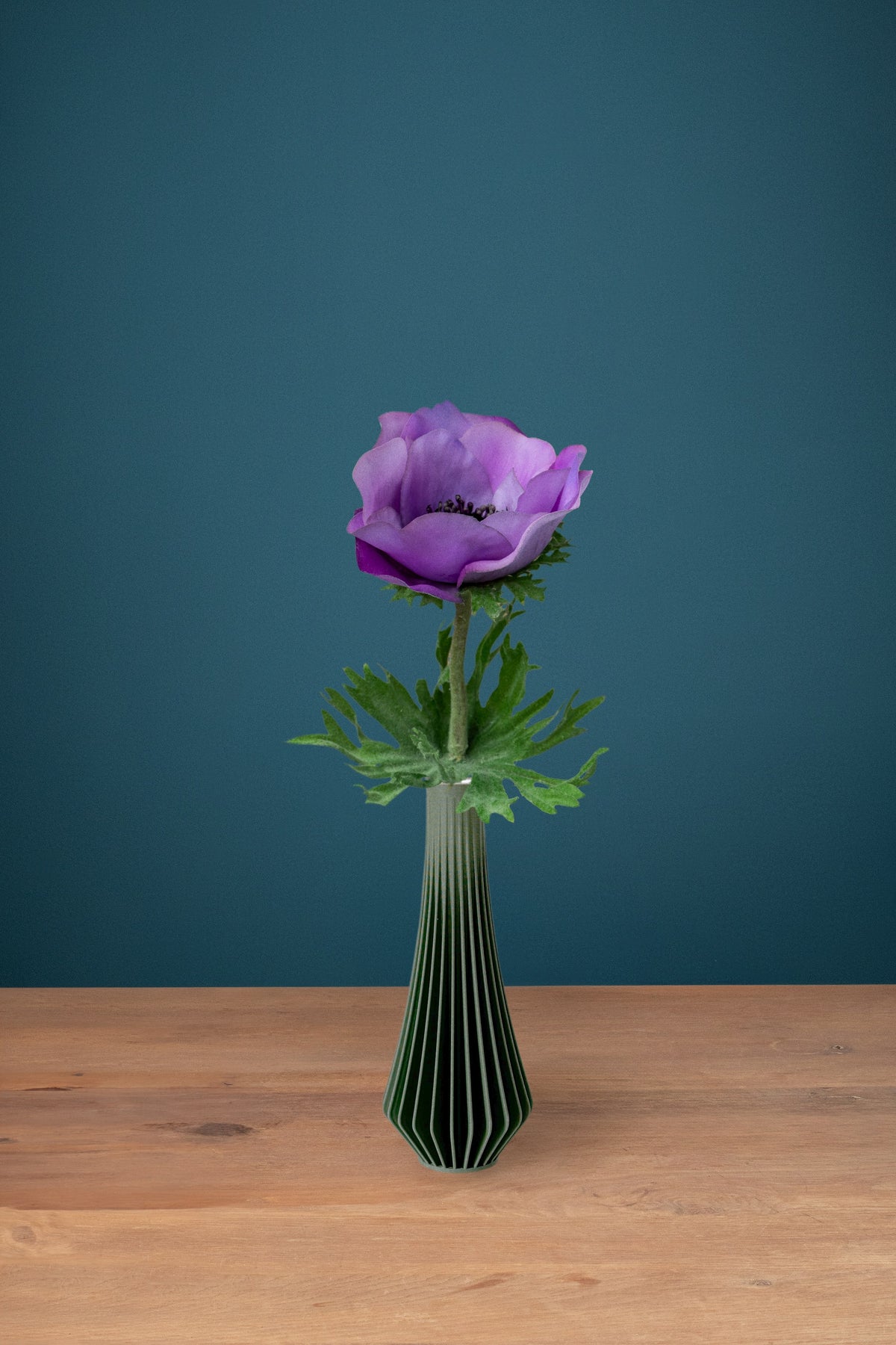 Anemone Purple silk stem in the green Jula Bloom Mini vase