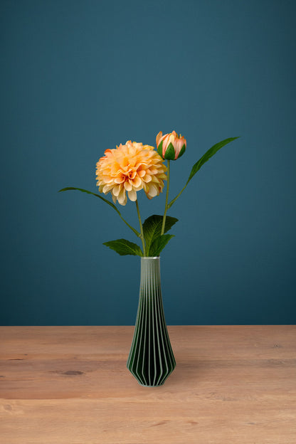 Dahlia Peach silk stem in the green Jula Bloom Mini vase