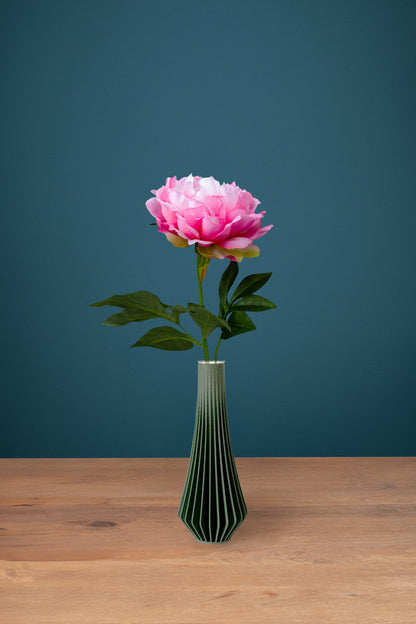 Peony Pink silk stem in the green Jula Bloom Mini vase