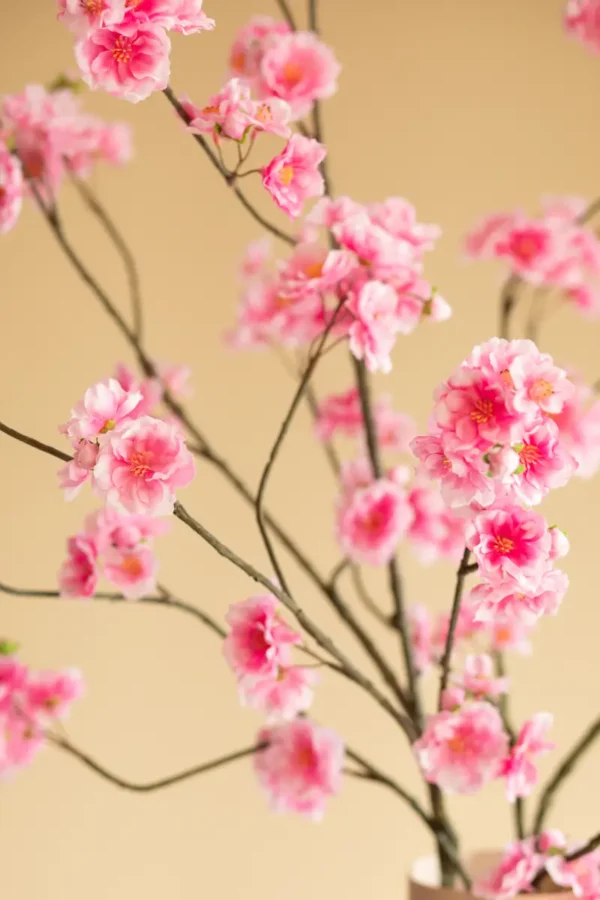 Close up of Jula Bloom’s Yosano silk flower bouquet with pink blooms