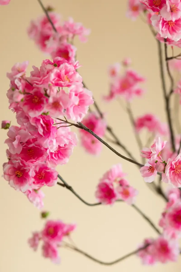 Close up of Jula Bloom’s Yosano silk flower bouquet with pink blooms