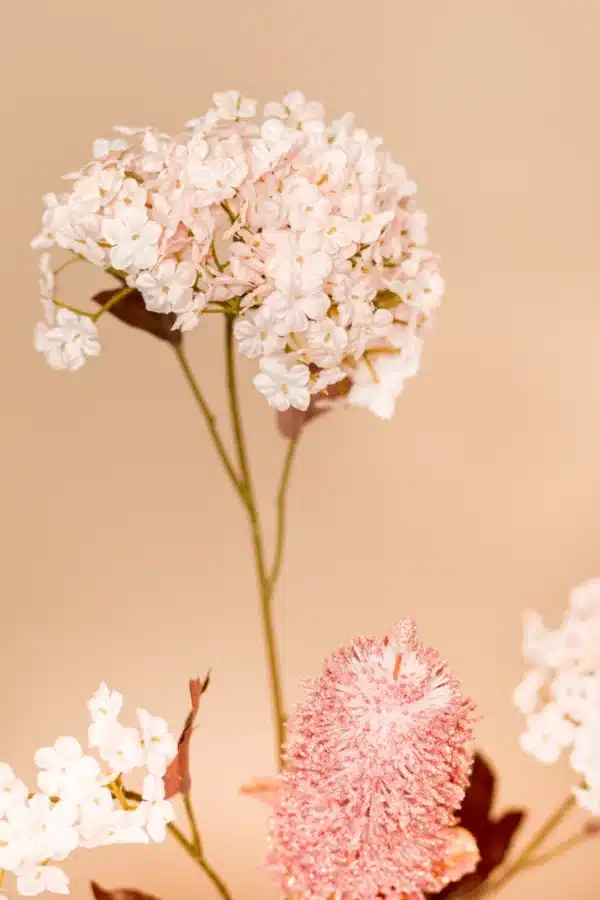 Jula Bloom’s Sanger silk flower bouquet with pink blooms